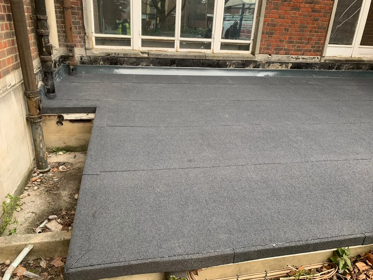 A finished flat roof on an extension