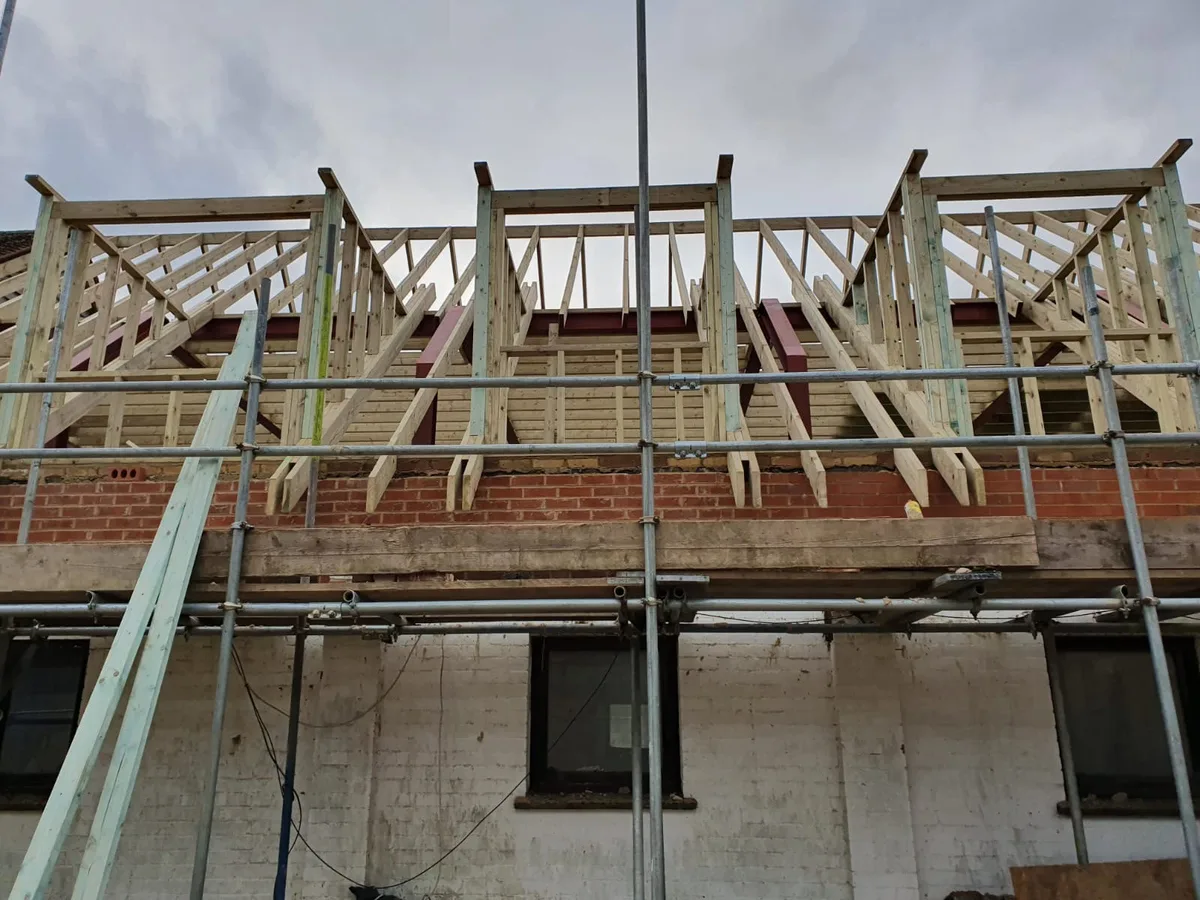 New roof timbers and trusses going in