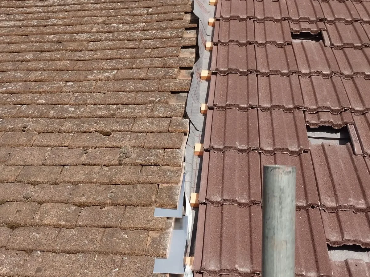 A tiled roof, close up