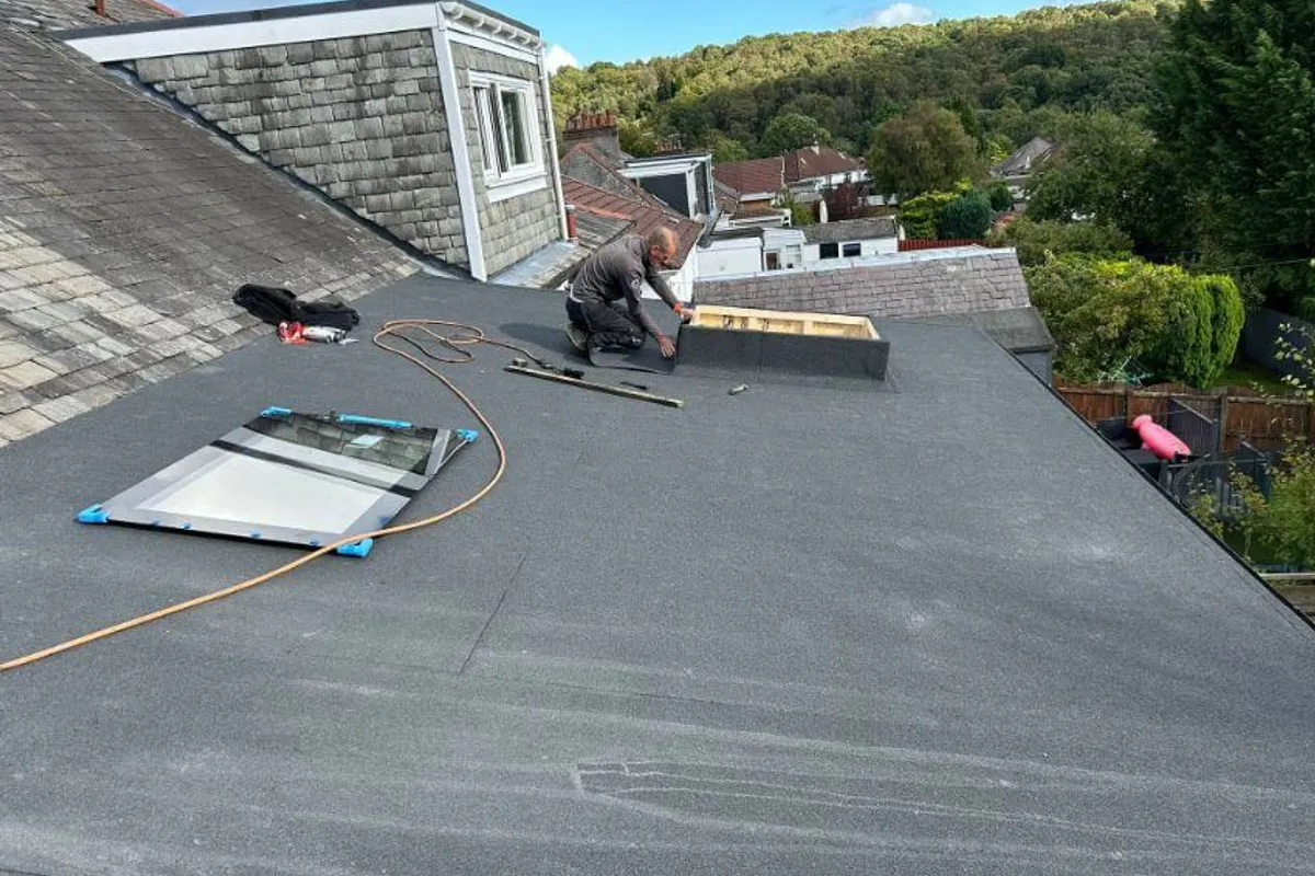 A newly finished flat roof on a Kent extension